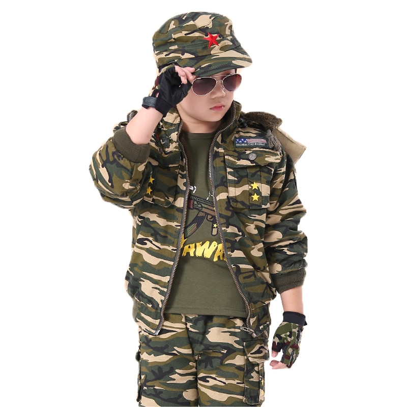 ܿ Thicken Scouting Uniforms ߿ Ʒ  ȣ ҳ   Ʈ +  +  + 尩 4pcs Ʈ